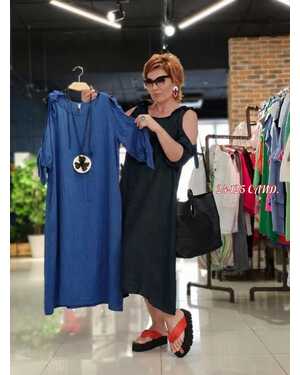 Женское платье ткань лен полиэстер