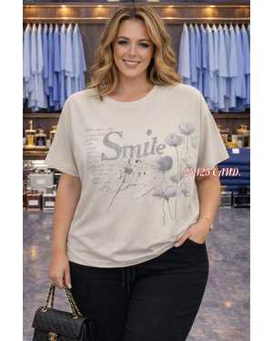 Женская футболка Ткань, мягкий ХБ с камушками Размер 60/70 единый оверсайз