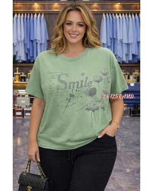 Женская футболка Ткань, мягкий ХБ с камушками Размер 60/70 единый оверсайз