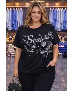 Женская футболка Ткань, мягкий ХБ с камушками Размер 60/70 единый оверсайз