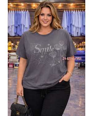 Женская футболка Ткань, мягкий ХБ с камушками Размер 60/70 единый оверсайз