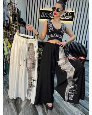 ЖЕНСКИЕ БРЮКИ Клёш Ткань Сингапур+Сублимация Длина 105см