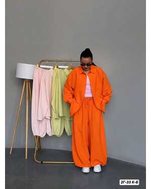 Женский Свободный летний костюм из легкого льна: рубашка oversize и брюки Аладдин на резинке. Размер 42-48 (One-size)