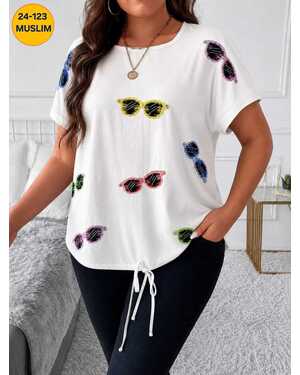 Женская футболка Ткань лён Фабричный Китай Размер {3XL-54} {4XL-56} {5XL-58} {6XL-60} {7XL-62}