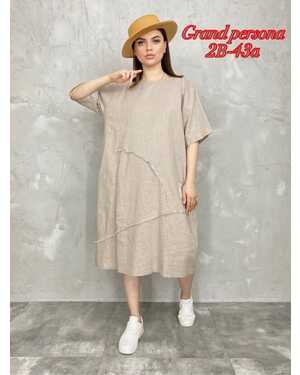 Женское платье под Италию Ткань лен с карманами 3XL(50-52-54) 4XL(52-54-56) 5XL(54-56-58) 6XL(56-58-60)Длина 110/115см