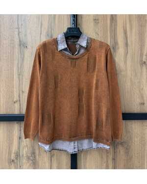 Женская кофточка Размер : Over size ( 48-56) Длина : 65-70см , грудь 104-124cm про-ль корея