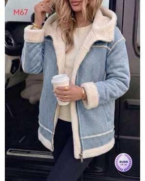 Женская куртка Ткань: Джинс, мех