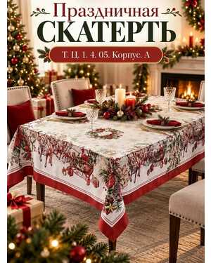 новогодняя скатерть гобеленовая на стол Упаковка подарочная сумка Размер 150на300
