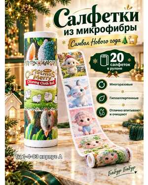 Салфетки из микрофибры Комплект: В рулоне 20 салфеток разные. • Многоразовые