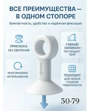 Стоппер для двери на ручку присоска силиконовая
