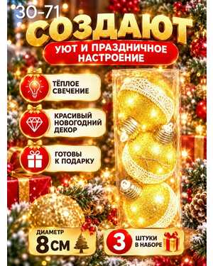 светодиодное шарик набор 3шт